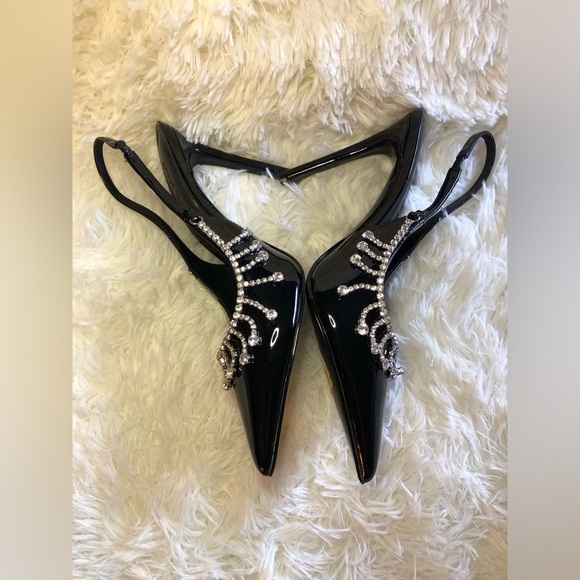 Steve Madden Black Slingback Heels with Rhinestone Detailing - Picture 9 of 16